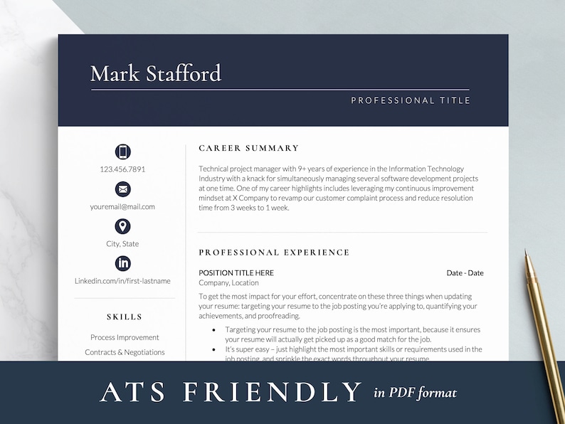 executive resume template for google docs, word and pages, modern executive resume template CV