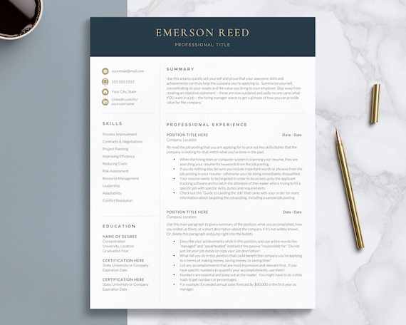 Executive Resume Template | Professional CV Template | Google Docs, Word & Pages | ATS Friendly, Editable, Cover Letter Included