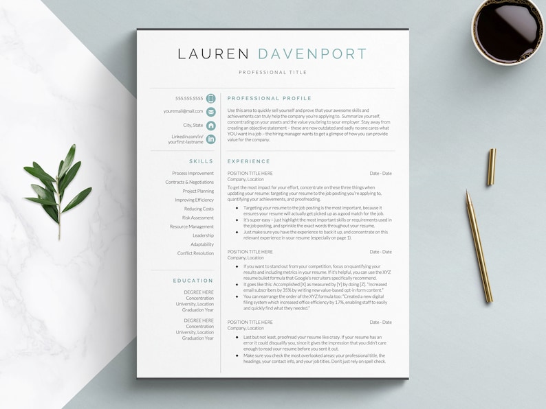 Influencer marketing resume template for Google Docs, Word, Mac Apple Pages