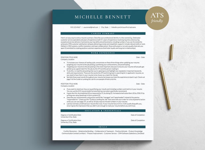 Google Docs Resume Template, easy to use resume for google docs, word and mac pages