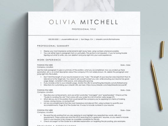 ATS Friendly Resume Template for Word, Pages, Google Docs Resume Template, ATS Compatible Resume Instant Download, Simple Resume CV Format