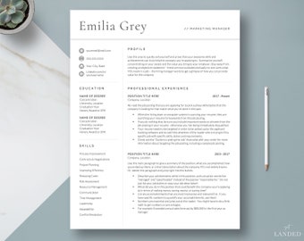 Professional Resume Template for Word and Mac Pages, CV Template, Clean Resume, Modern Resume Template Instant Download, 1,2, 3 Page Resume