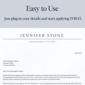 sample cover letter for a job application, easy to use cover letter template