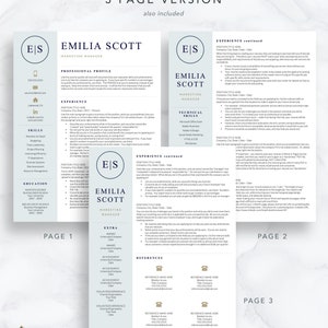 Creative, Stylish Resume Template for Word & Pages, Nurse Resume Template, Curriculum Vitae, 1, 2 and 3 Page Resume Cover Letter Template image 5