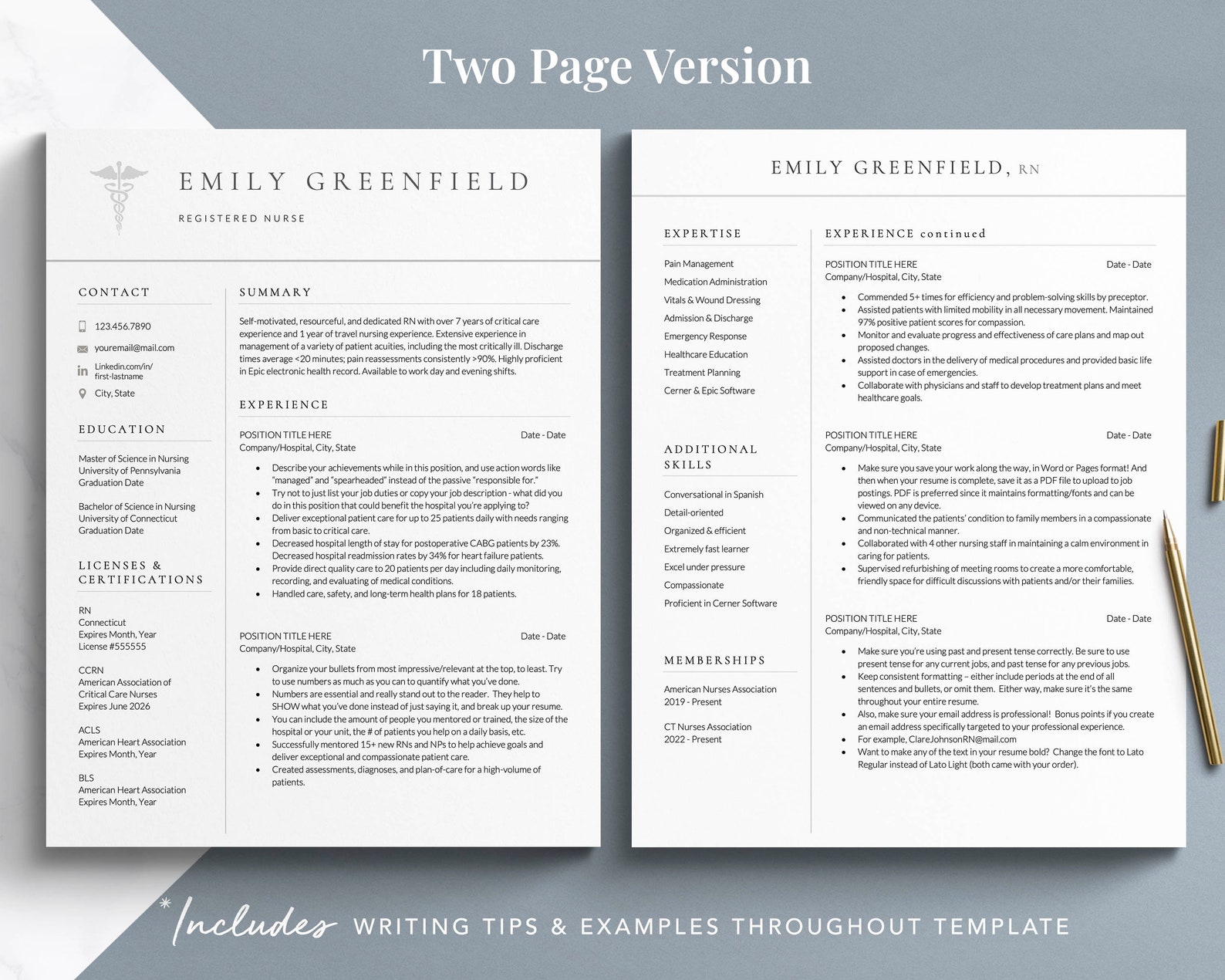 Nurse Resume Template for Google Docs, Word, Pages | Registered Nurse ...