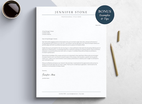 Professional Cover Letter Template for Word & Google Docs | Easy to Edit + 8 Page Guide with Cover Letter Examples | Job Application Letter