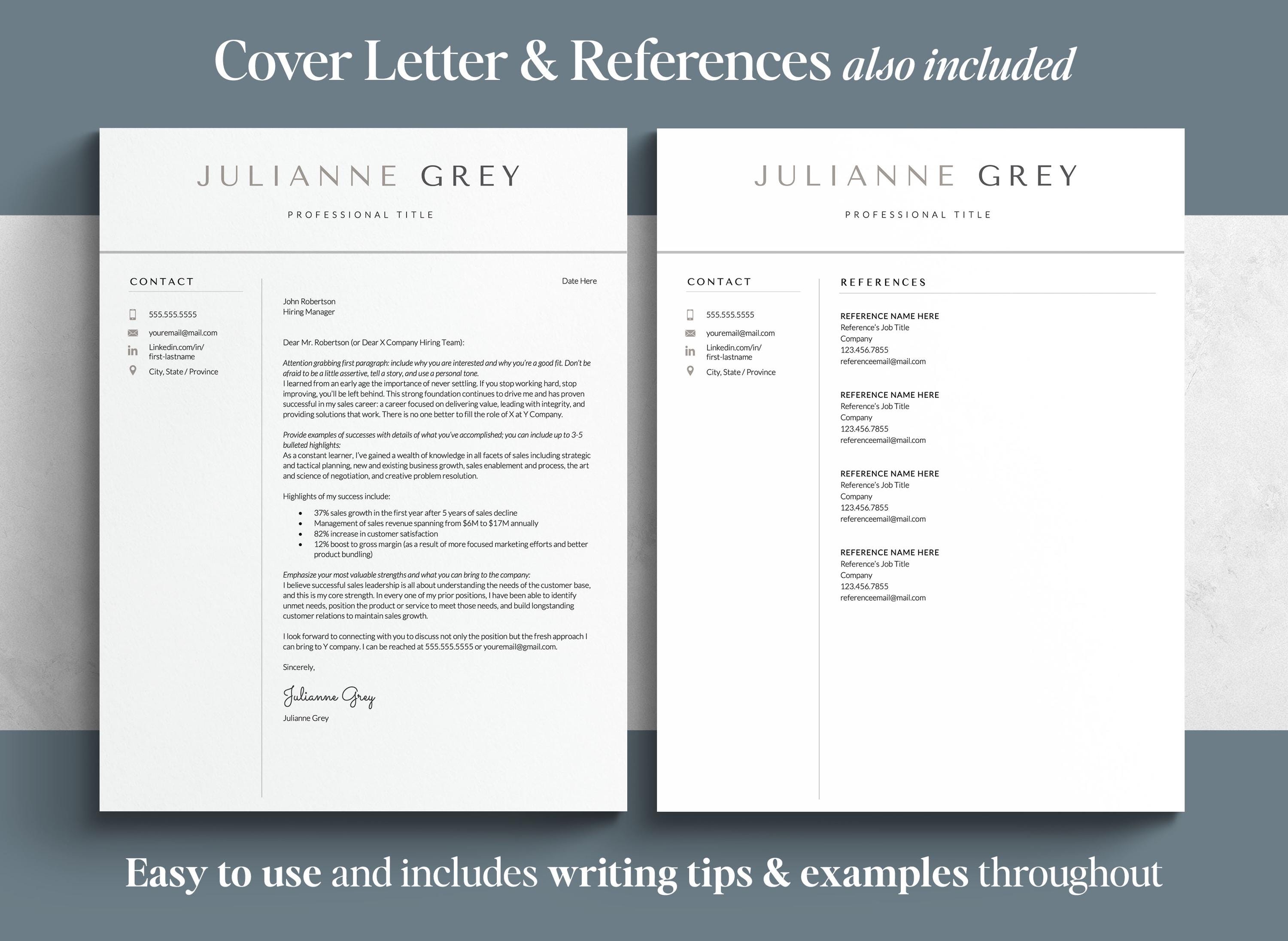 Modern Resume Template for Google Docs, Word and Mac Pages, 1-5 Page ...