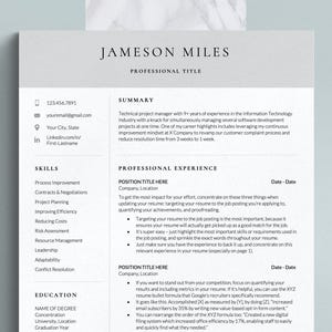 Plantilla de currículum de ejecutivo de ventas para Word, Google Docs y Apple Pages con carta de presentación correspondiente, plantilla de currículum de director ejecutivo de una organización sin fines de lucro