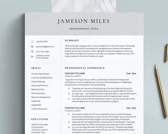 Plantilla de currículum de ejecutivo de ventas para Word, Google Docs y Apple Pages con carta de presentación correspondiente, plantilla de currículum de director ejecutivo de una organización sin fines de lucro