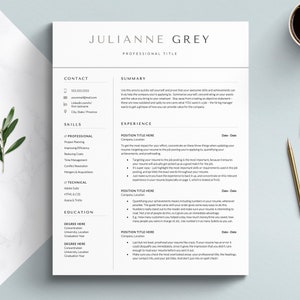 Modern Resume Template for Google Docs, Word and Apple Pages Resume, 1-5 Page Resume & Cover Letter Template, CV Template, Minimalist Resume