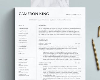 Plantilla de currículum de dos columnas para Google Docs, Word y Pages, paquete de plantilla de CV profesional y carta de presentación, 1 a 3 páginas, plantilla de trabajo para el trabajo