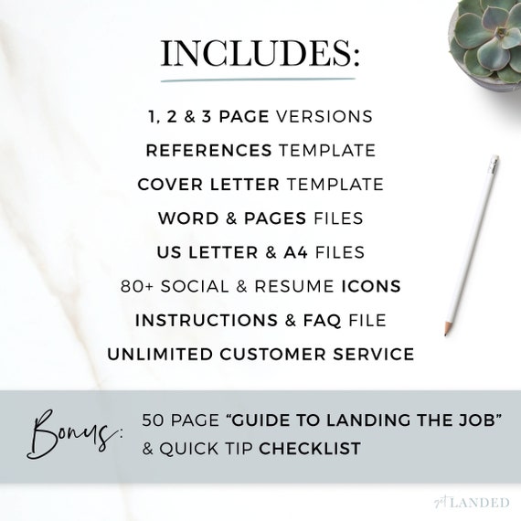Resume Template For Word And Pages Modern CV Template Resume Etsy