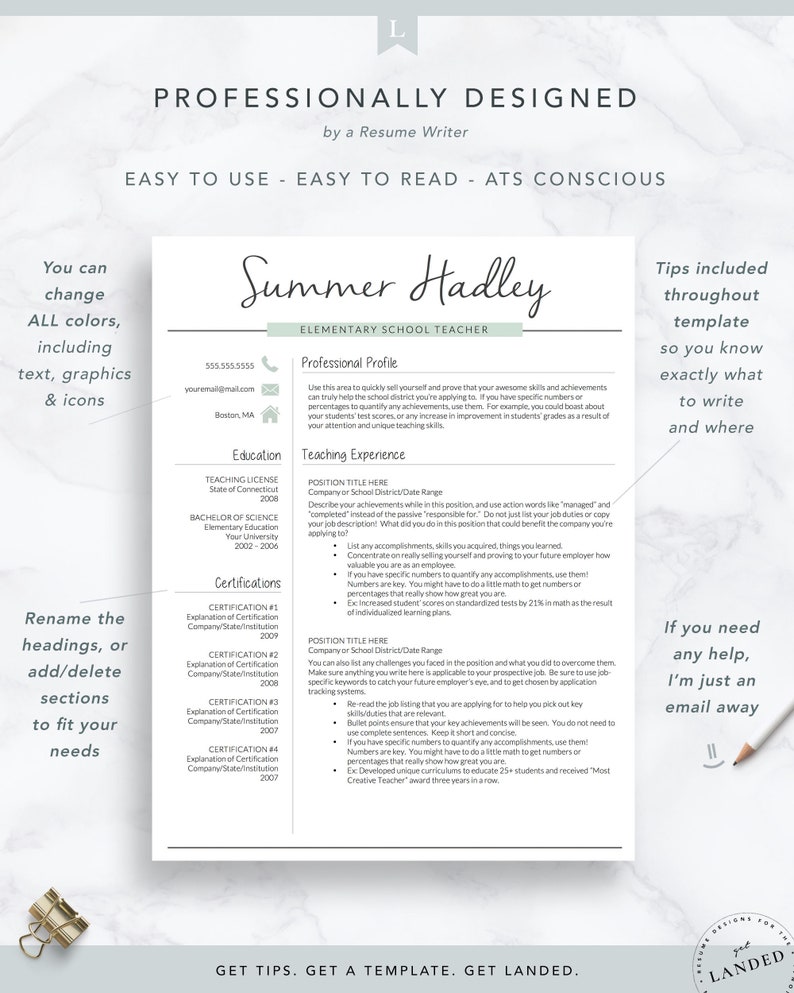teacher resume template download free
