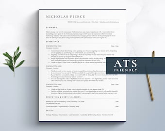 Professional Resume and Cover Letter Template for Google Docs & Microsoft Word | ATS Resume Format, Simple Resume Template, CV Template UK