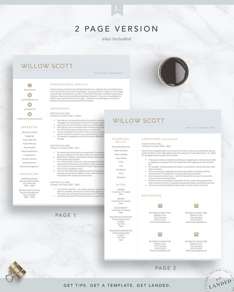 Modern Resume Template for Word & Pages, Modern CV Template, Resume Design, Marketing Resume Template Instant Download, Sales Resume image 5