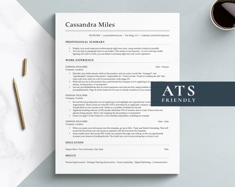 Simple Resume Template for Word, Google Docs, Pages - ATS Friendly Resume Template, cv template, Basic resume template, Federal resume