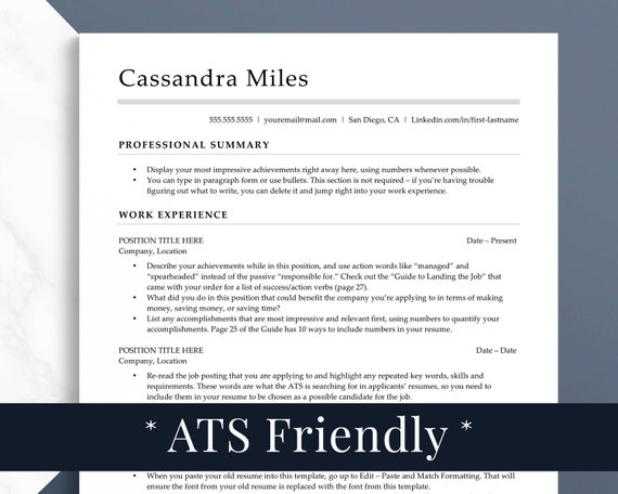 Simple Resume Format Download In Ms Word Google Docs Pages Etsy