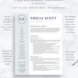 Creative, Stylish Resume Template for Word & Pages, Nurse Resume Template, Curriculum Vitae, 1, 2 and 3 Page Resume Cover Letter Template image 2