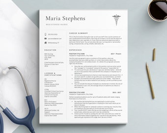 Nursing Resume Template, Nurse Resume Design, Nursing Student / Medical Resume, Doctor CV Template, Healthcare Resume Template