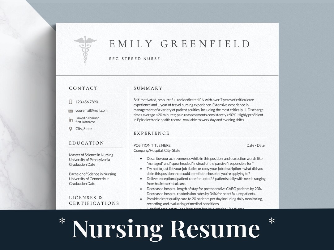 Nurse Resume Template for Google Docs, Word, Pages | Registered Nurse ...