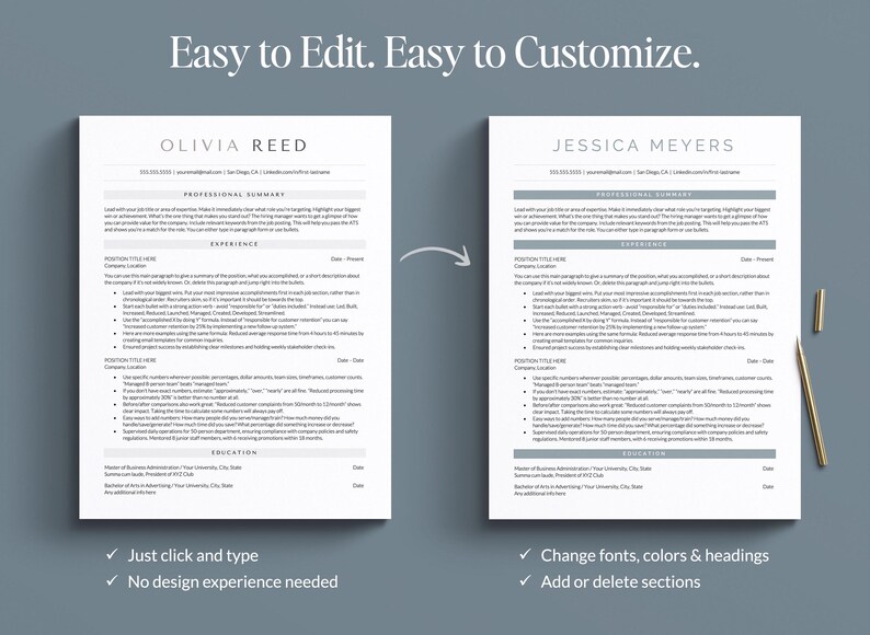 ATS Resume Template With Cover Letter | Modern CV Template for Google ...