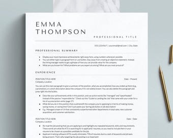Plantilla de currículum ATS moderna para Google Docs, Word y Apple Pages / Plantilla de currículum minimalista, simple, de una sola columna y compatible con ATS