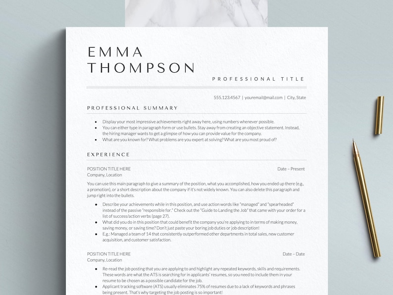 Modern resume template for google docs, ats friendly resume template, modern cv template word
