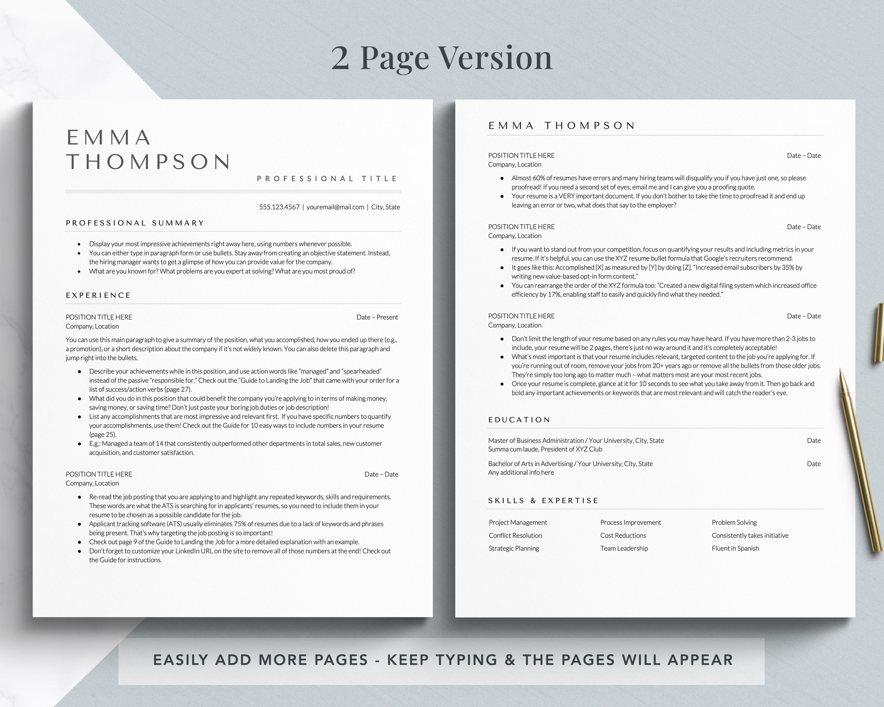 Modern ATS Resume Template for Google Docs, Word and Apple Pages ...