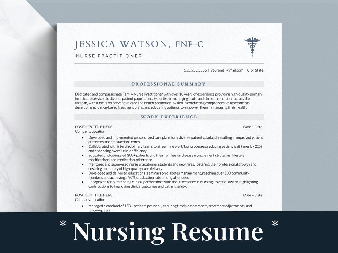 Nursing Resume Template for Google Docs, Word and Pages + Cover Letter ...