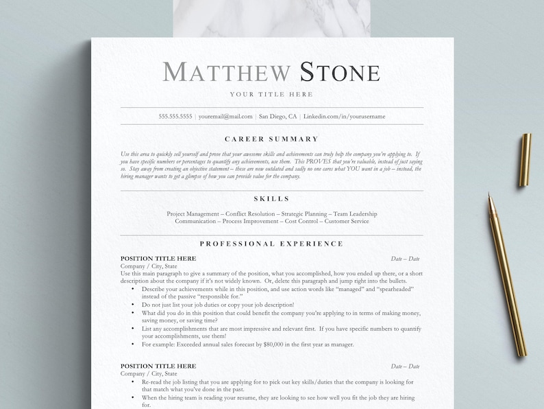Professional resume template ats friendly for word and google docs