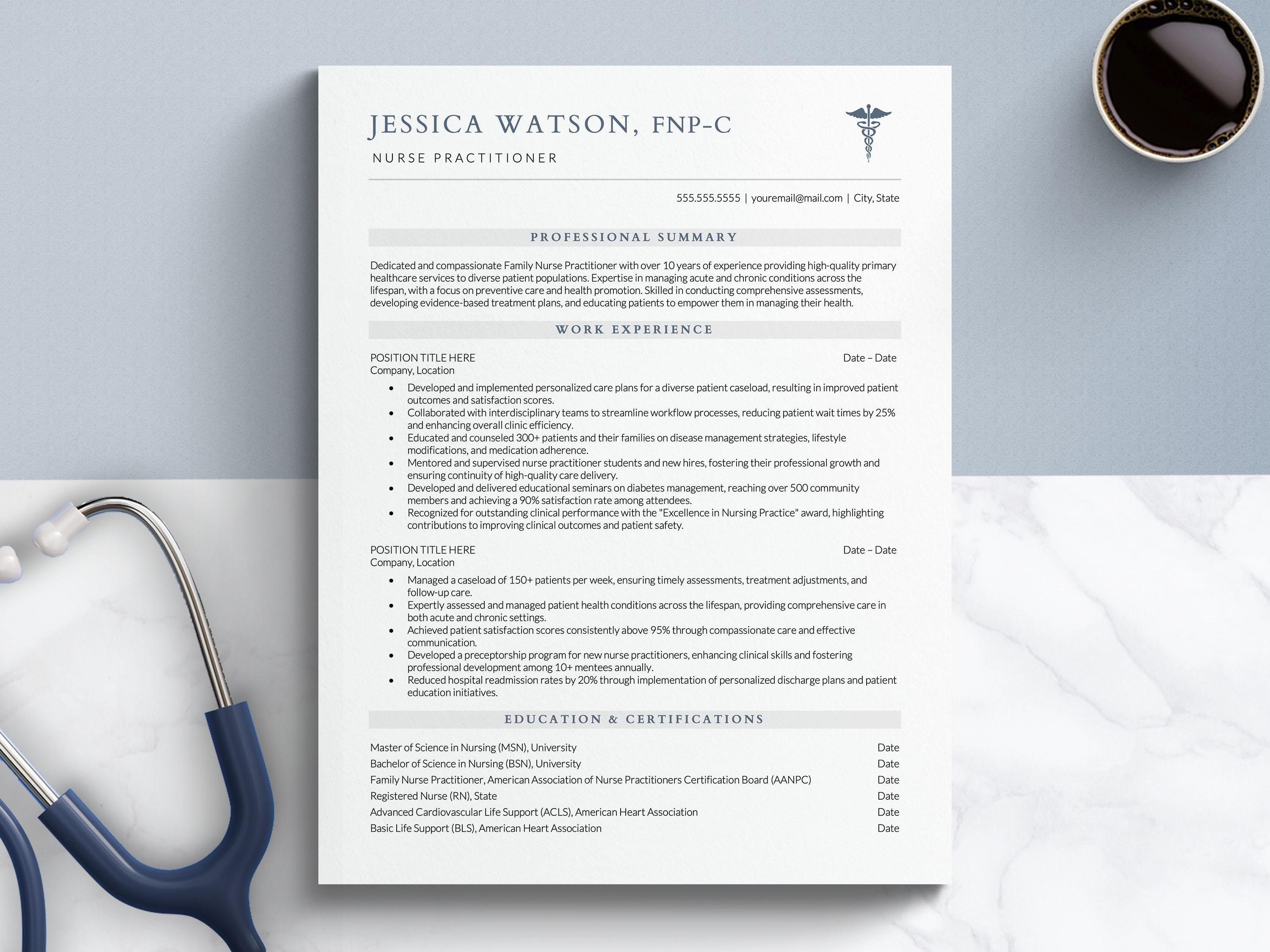 Nursing Resume Template for Google Docs, Word and Pages + Cover Letter ...