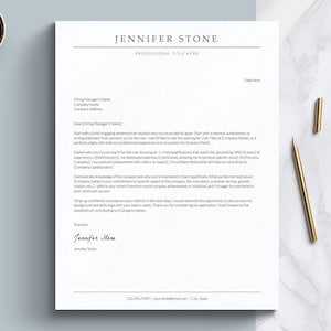 instant download editable cover letter template, job application letter for word and google docs