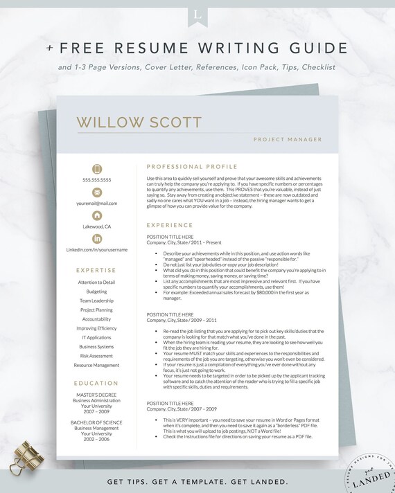 Modern Resume Template For Word Pages Modern Cv Template Etsy