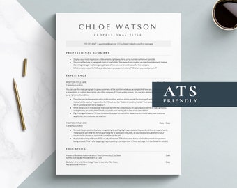 Minimalist Resume Template Google Docs, Word and Apple Pages, ATS Resume Template Instant Download, One Column Resume Layout, Simple Resume