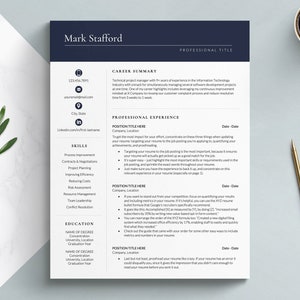 Executive Resume Template for Word, Apple Pages & Google Docs | One, Two and Three Page Resume Template | Professional CV Template