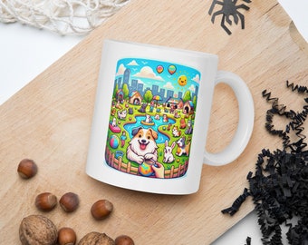Playful Pet Park White glossy mug