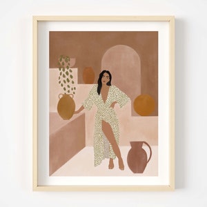 boho girl art print, boho art, women of colour art