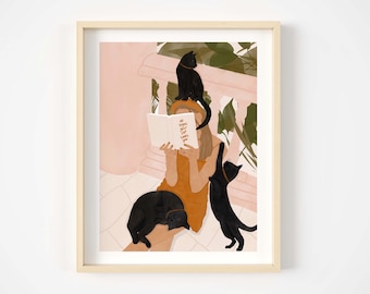 cat lover art print, cat poster, crazy cat lady art print