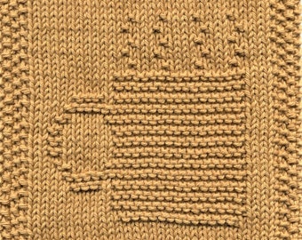 Steaming Mug Knit Dishcloth Pattern Only *PDF Digital Download*