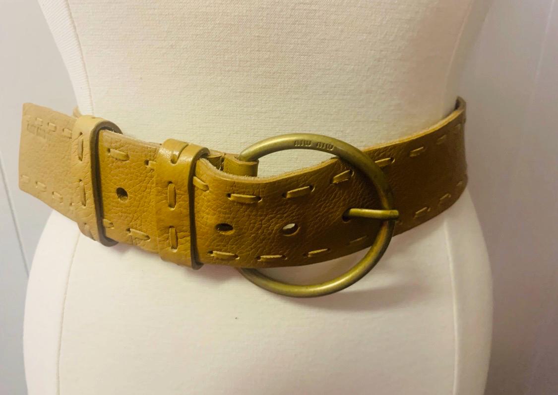 Miu Miu Red Suede Leather Belt Gold Buckle Vintage Y2K 2000s Made in Italy Miu Miu Suede Belt | Brown | FARFETCH main image 2