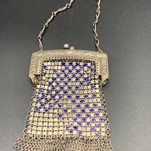 Victorian Enamel Metal and Mesh Purse