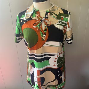 Vintage 1970s Print Mini Dress