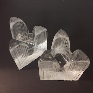 Kosta Boda candle holders, Pair, Textured Glass, Midcentury modern