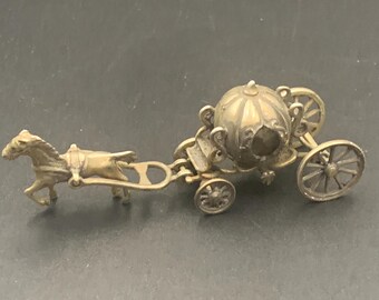 Carruaje de calabaza de Cenicienta en miniatura de plata esterlina