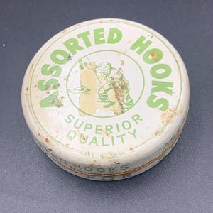 Vintage Fishing Hooks In Original Tin