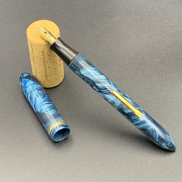 Eclipse Streamline Fountain Pen, Marbled Iridescent blue, USA