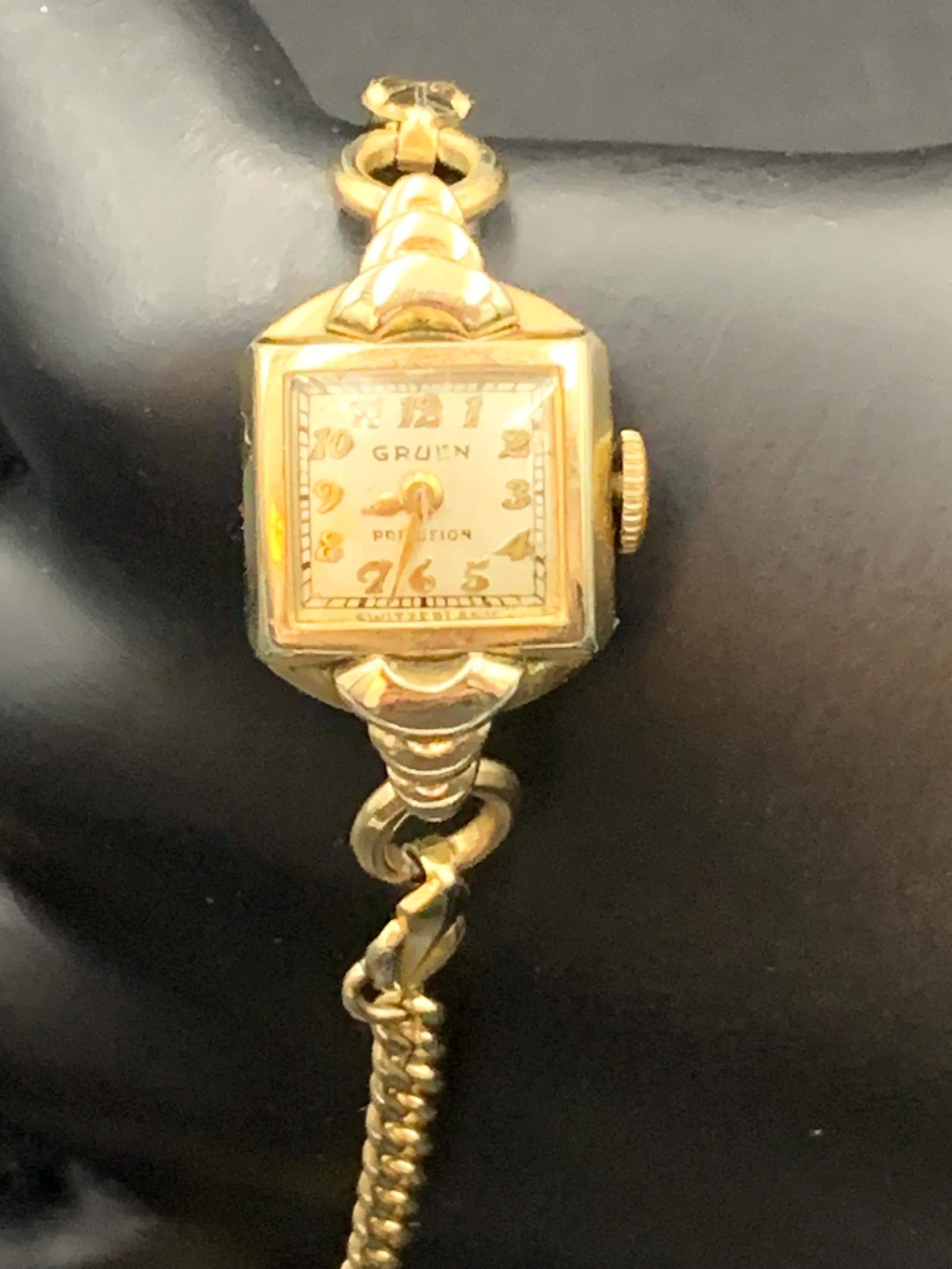 NOS PRISTINE Gruen Ladies Jewelry Set - Cable Watch, Cuff & Earrings - UNWORN Gruen Watch Set - Etsy main image 2