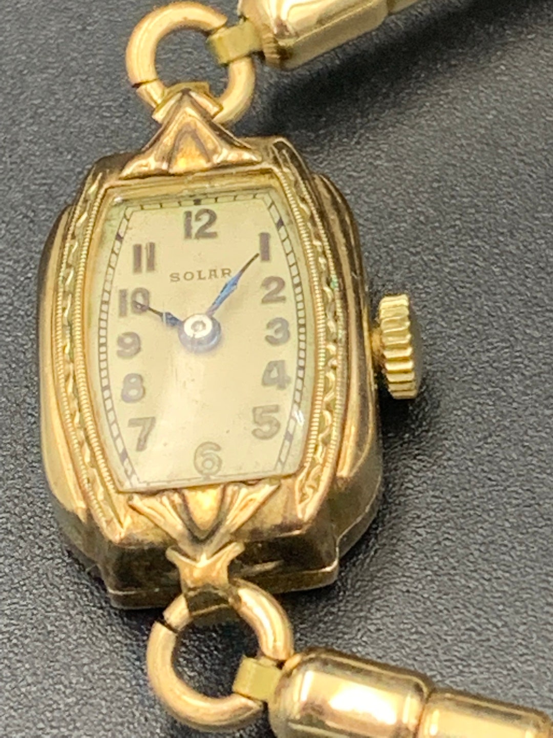 Antique Solar Watch , 14K Gold Filled, 17 Jewels, Patent Date 1949