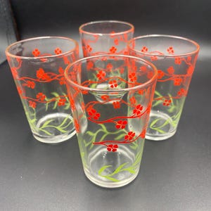 Swanky Swigs, Canadian, Red Forget Me Nots, Selling as a SET of 4