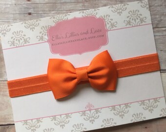 Orange Bow Headband, Baby Girl Headband, Orange Headband, Newborn Headband, Toddler Headband, Halloween Headband, Hair bow Headband